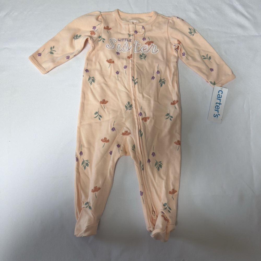 Carter's Baby "Little Sister" 2-Way Zip Sleep & Play 6 Months Pink